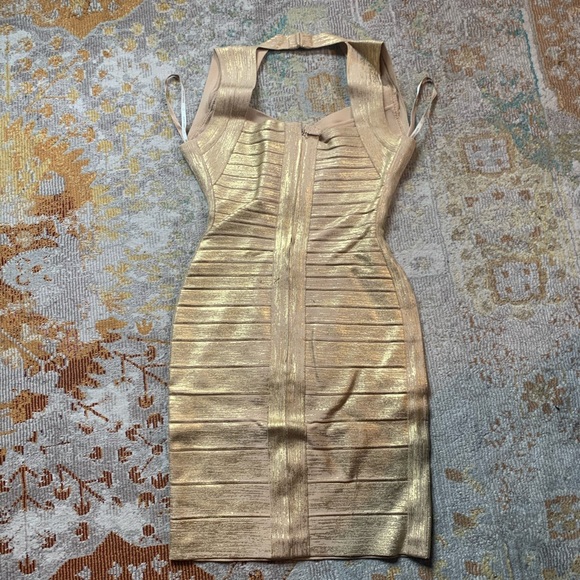 Gold Herve Leger bandage dress - Picture 6 of 8